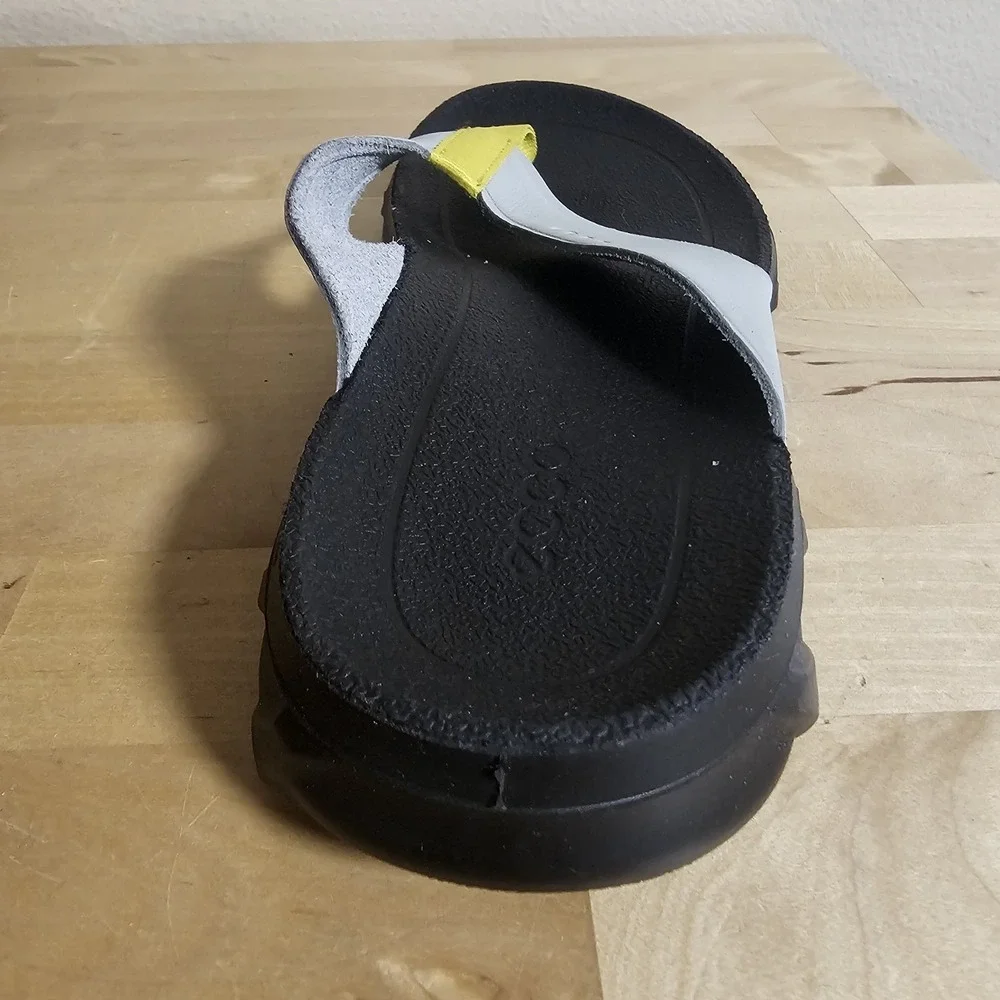 Men's Ecco MX Flipsider Flip Flop Sandals EUR 36 US 2-2.5 Grey And Yellow Upper‎